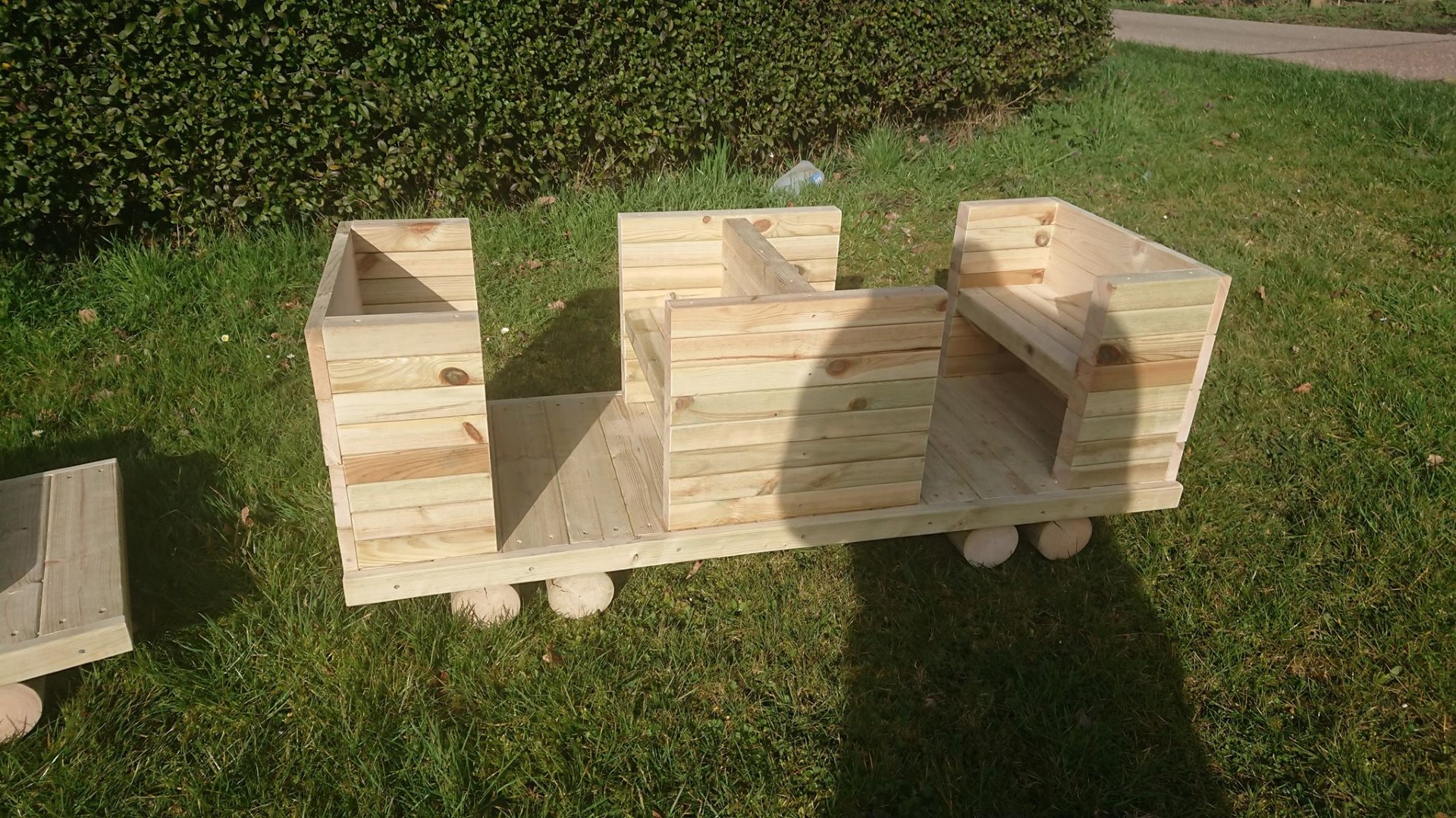 outdoor wooden train